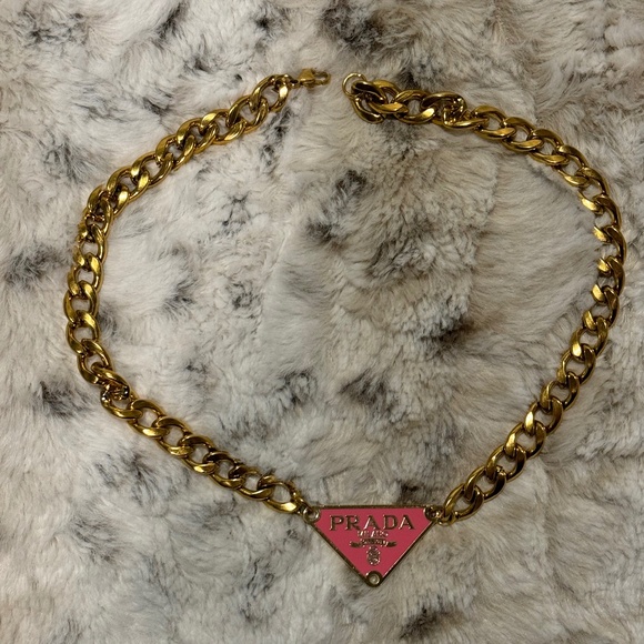 Repurposed Prada Emblem Chain Necklace - Picture 2 of 4